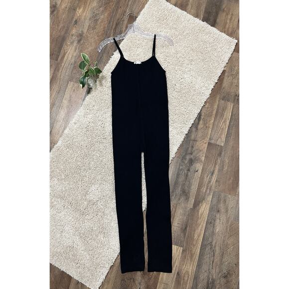 Zara Size Medium Large Black Ribbed Sleeveless Seamless Jumpsuit - Picture 2 of 5